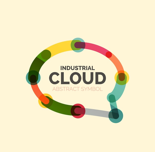 Logotipo de nube de voz de diseño lineal plano Icono de línea delgada industrial geométrica moderna de burbuja de conversación