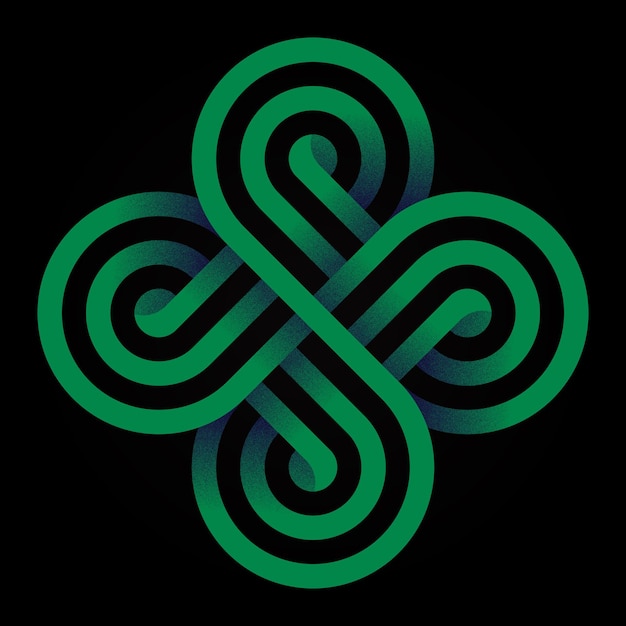 Logotipo de nudo celta verde sobre fondo oscuro