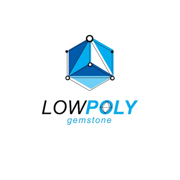 Logotipo de nueva tecnología. Diseño 3D, forma facetada de vector abstracto.