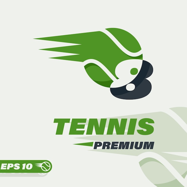 Logotipo numérico de la pelota de tenis 8