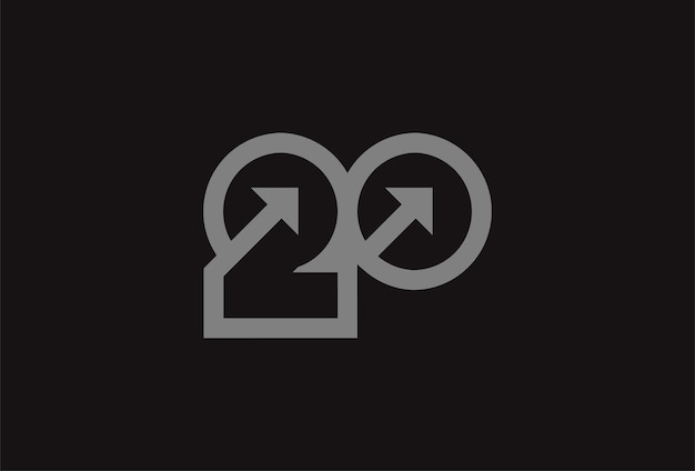 Logotipo número 20 Monograma número 20 con combinación de flecha utilizable para logotipos de negocios y aniversarios