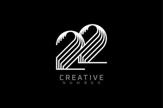 Logotipo número 22 moderno y creativo estilo multilínea número 22 utilizable para logotipos de marca y aniversario