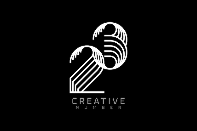 Logotipo número 23 moderno y creativo estilo multilínea número 23 utilizable para logotipos de marca y aniversario