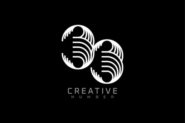 Logotipo número 33 moderno y creativo estilo multilínea número 33 utilizable para logotipos de marca y aniversario