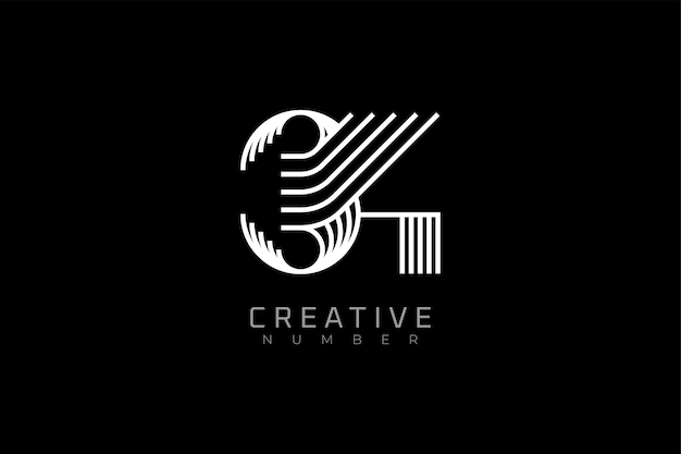 Logotipo número 34 moderno y creativo estilo multilínea número 34 utilizable para logotipos de marca y aniversario