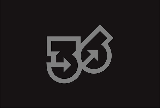Logotipo número 36 Monograma número 36 con combinación de flecha utilizable para logotipos de negocios y aniversarios