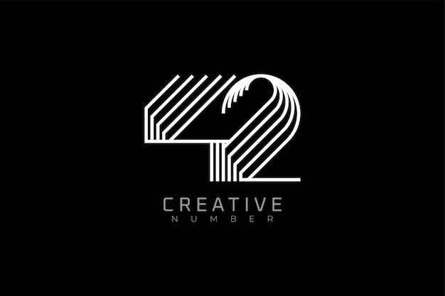 Logotipo número 42 moderno y creativo estilo multilínea número 42 utilizable para logotipos de marca y aniversario