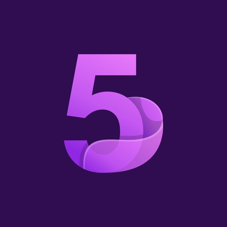 Vector el logotipo del número 5 púrpura