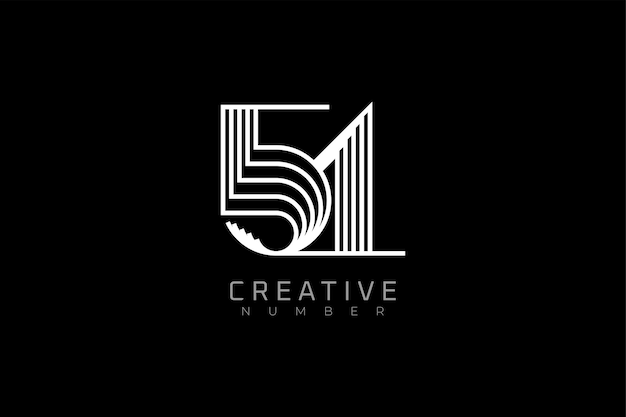 Logotipo número 51 moderno y creativo estilo multilínea número 51 utilizable para logotipos de marca y aniversario