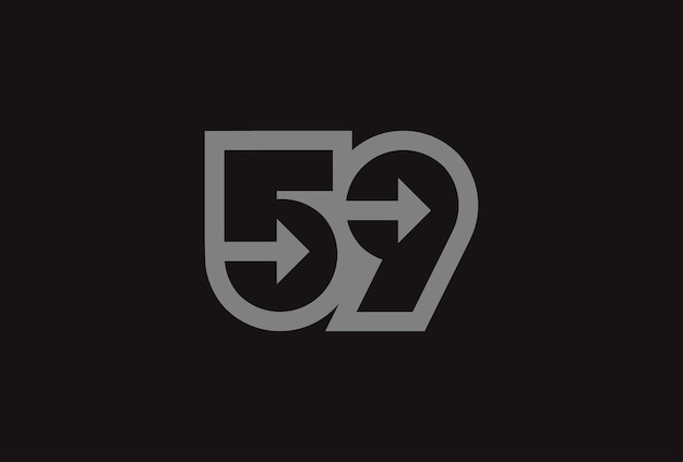 Logotipo número 59 Monograma número 59 con combinación de flecha utilizable para logotipos de negocios y aniversarios