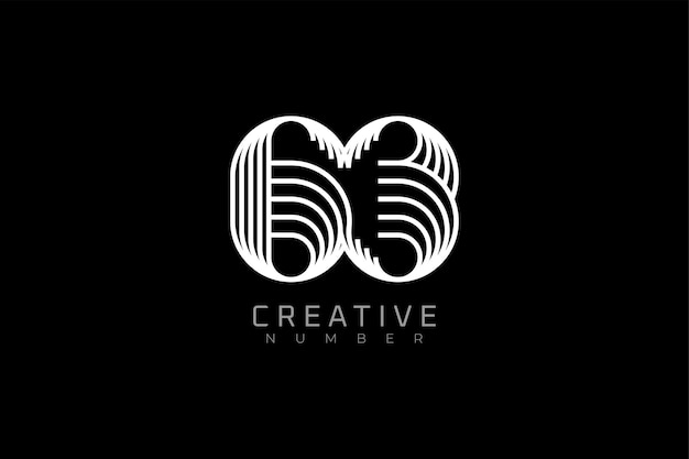 Logotipo número 63 moderno y creativo estilo multilínea número 63 utilizable para logotipos de marca y aniversario