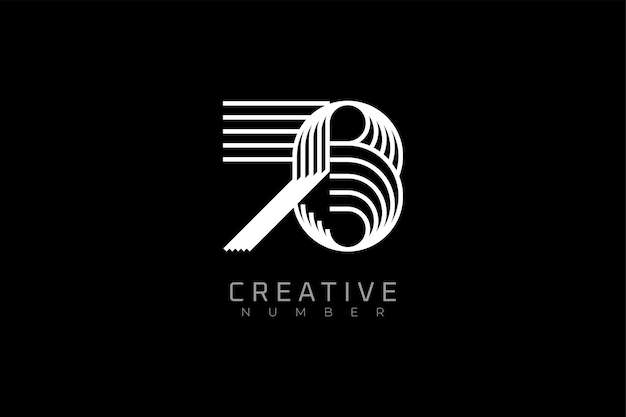 Logotipo número 73 moderno y creativo estilo multilínea número 73 utilizable para logotipos de marca y aniversario