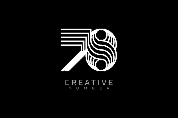 Logotipo número 78 moderno y creativo estilo multilínea número 78 utilizable para aniversario y logotipo de marca