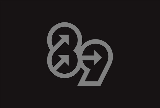 Logotipo número 89 Monograma número 89 con combinación de flecha utilizable para logotipos de negocios y aniversarios