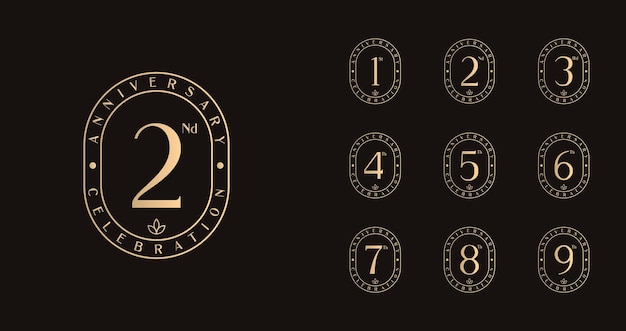 Logotipo de número de aniversario de lujo para celebración de cumpleaños con belleza y concepto elegante