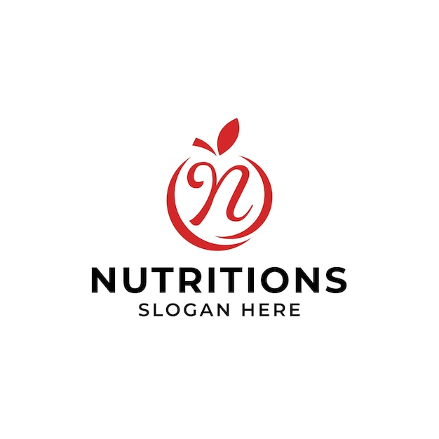 Logotipo de nutrición letra N