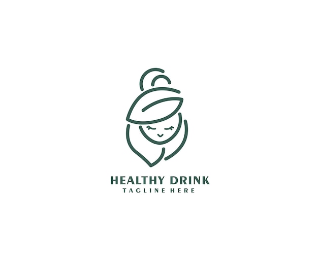 Logotipo de nutrición de niña de bebida saludable