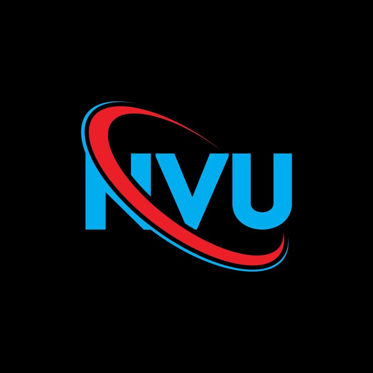 Vector el logotipo nvu, la letra nvu, las iniciales nvu, vinculado con círculo y mayúscula, el logotipo monograma nvu, tipografía nvu para negocios tecnológicos y marca inmobiliaria.