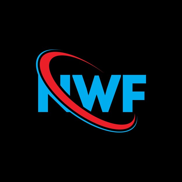 El logotipo de NWF, la letra NWF, el diseño del logotipo de la carta NWF, las iniciales, el logotipo NWF vinculado con un círculo y un monograma en mayúsculas, la tipografía NWF para el negocio tecnológico y la marca inmobiliaria.