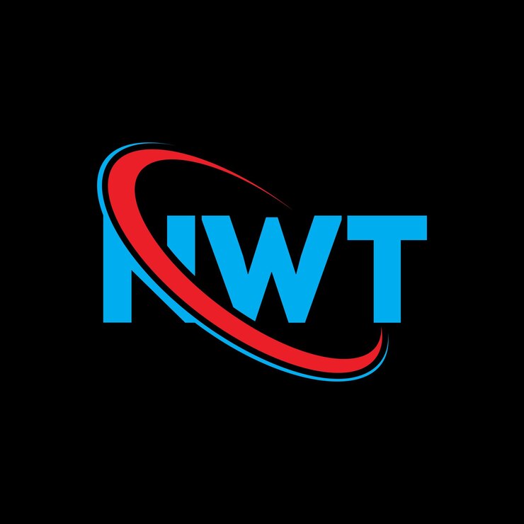 Vector el logotipo nwt, la letra nwt, el diseño del logotipo de la carta nwt, las iniciales, el logotipo de nwt vinculado con un círculo y un monograma en mayúsculas, la tipografía de nwt para el negocio tecnológico y la marca inmobiliaria.