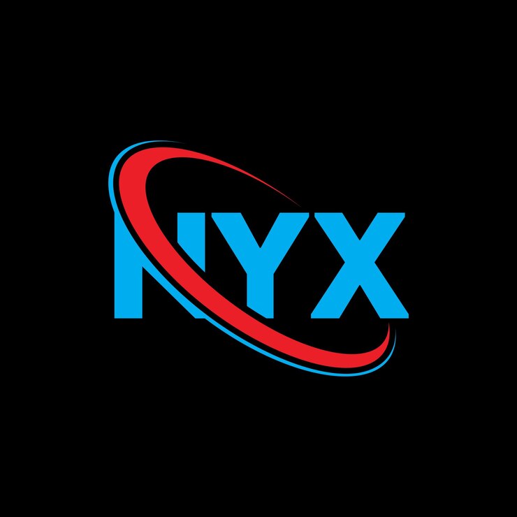 Vector el logotipo nyx, la letra nyx, el diseño del logotipo, las iniciales, el logotipo de nyx vinculado con un círculo y un monograma en mayúsculas, la tipografía de nyx para el negocio tecnológico y la marca inmobiliaria.
