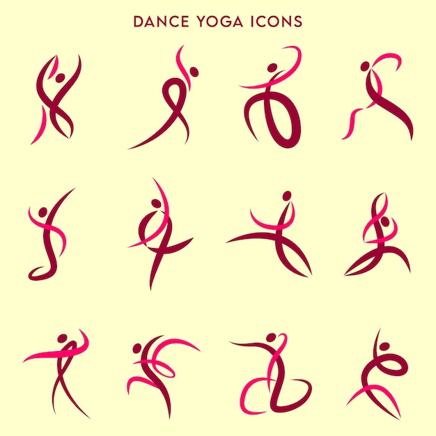 Logotipo o conjunto de iconos de yoga de baile