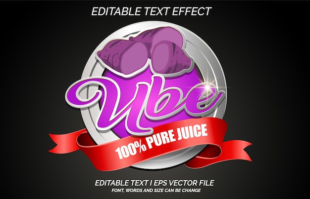 Vector logotipo o etiqueta de efecto de texto de ube