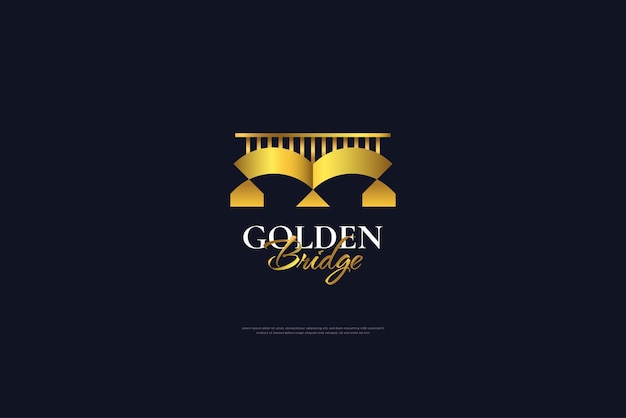 Vector logotipo o icono de la arquitectura del puente del logotipo golden bridge de lujo