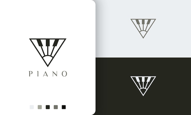 Logotipo o icono de piano simple y moderno en forma de triángulo