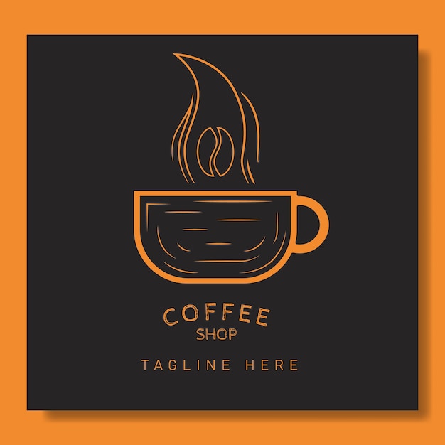 Logotipo o icono de la taza de café VIntage con estilo dibujado a mano