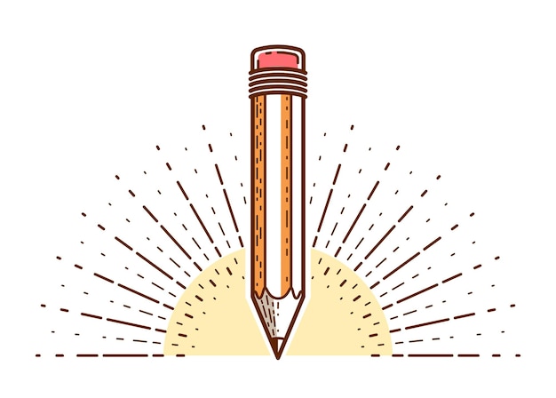 Logotipo o icono vectorial de lápiz de educación o conocimiento científico arte y diseño logotipo o emblema vectorial o de investigación científica teórica