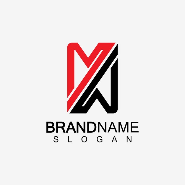 Logotipo o logotipo WM Templata de logotipo de la letra creativa MW o del monograma WM