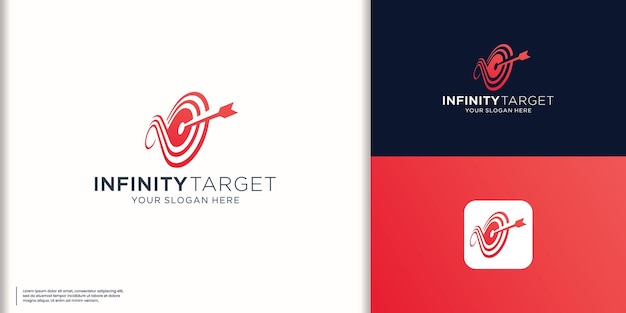 Logotipo de objetivo infinito en flechas de objetivo diseño de icono de logotipo concepto único para negocios de diseño de empresa
