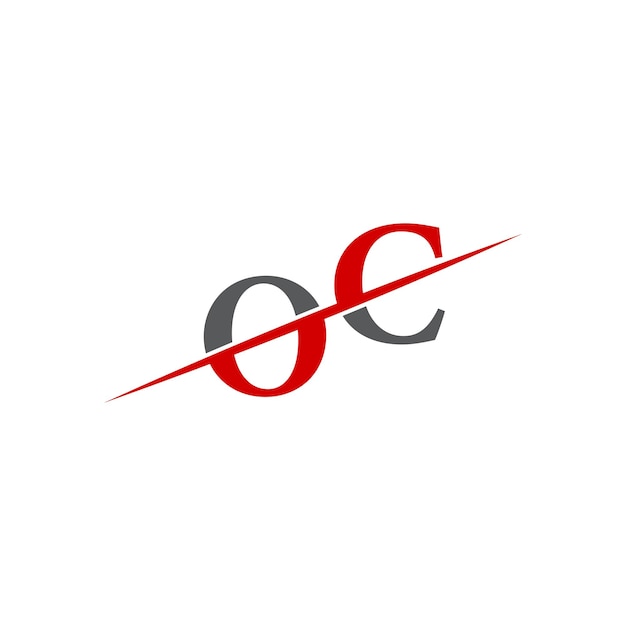 Logotipo OC minimalista con línea diagonal dinámica