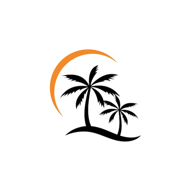 Logotipo del océano de la playa al atardecer y plantilla vectorial