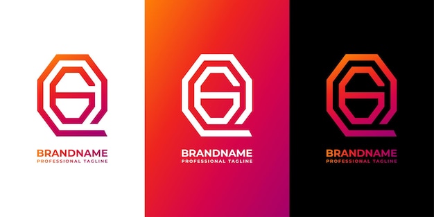 Logotipo del octágono del monograma QG de la letra