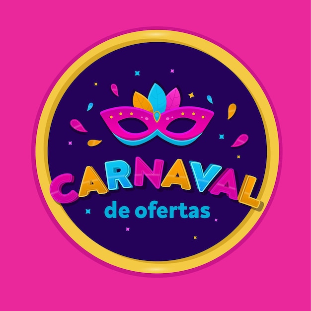 Vector logotipo de ofertas de carnaval con hasta 50 de descuento vector premium