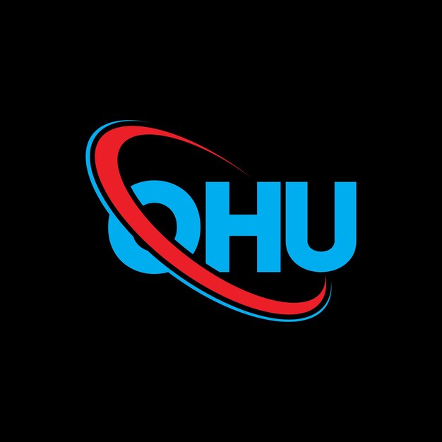 Vector logotipo ohu ohu letra ohu letra diseño del logotipo iniciales ohu logotipo vinculado con círculo y mayúscula monograma logotipo ohu tipografía para negocios tecnológicos y marca inmobiliaria