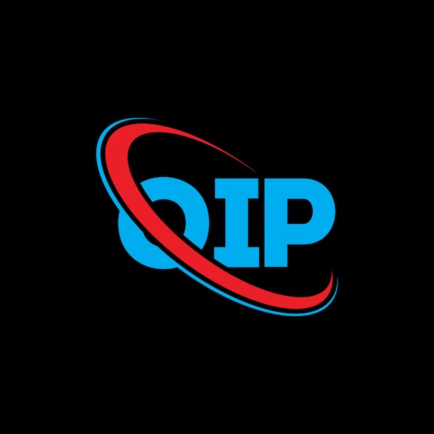 El logotipo de OIP (Literatura de OIP) Diseño de logotipo de letra OIP Iniciales Logotipo OIP vinculado con círculo y mayúscula Logotipo de monograma OIP Tipografía para negocios tecnológicos y marca inmobiliaria