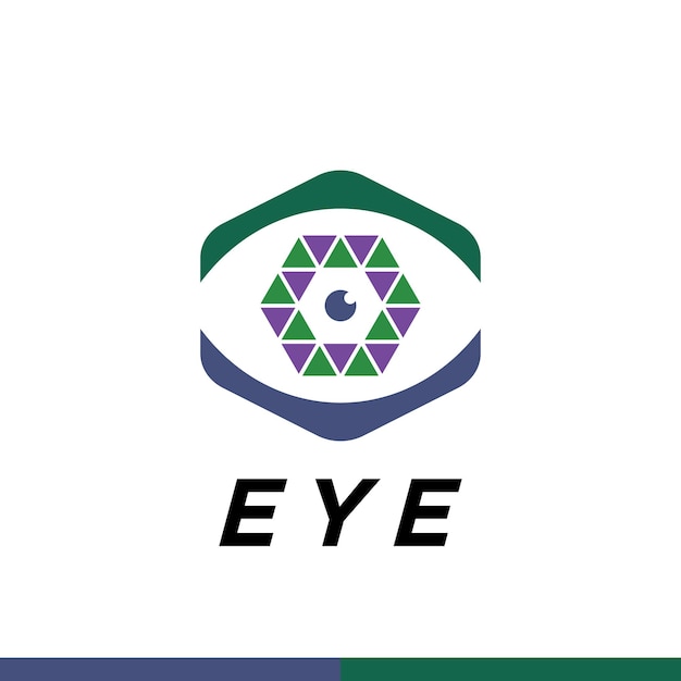 un logotipo para el ojo y la palabra ojo en verde y azul