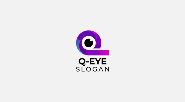 Logotipo de ojo con plantilla de logotipo inicial de letra Q