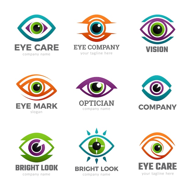 Logotipo de ojos símbolos ópticos para clínica de oftalmología visión limpia colecciones de vectores recientes