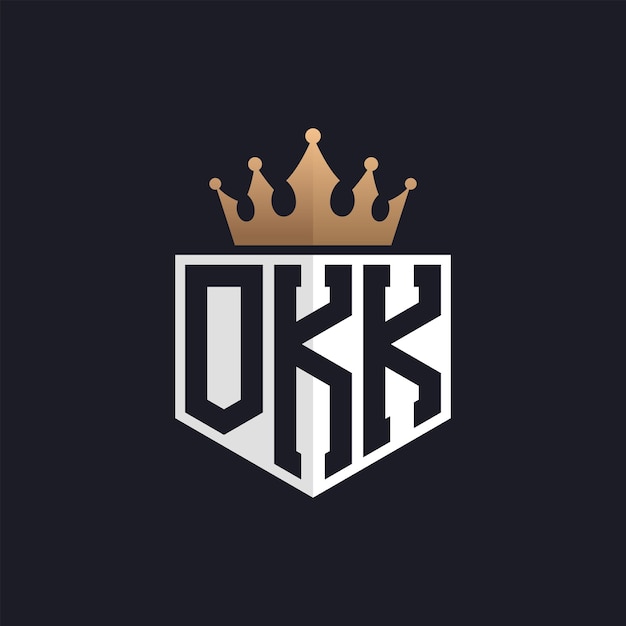 Logotipo OKK de lujo con corona Iniciales elegantes Logotipo de letra OKK para marcas exclusivas Letra OKK Monograma para empresas de alta gama