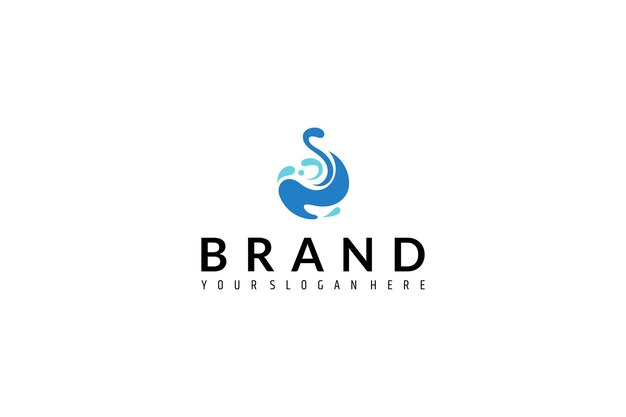 Logotipo de ola de agua con salpicaduras en diseño plano azul