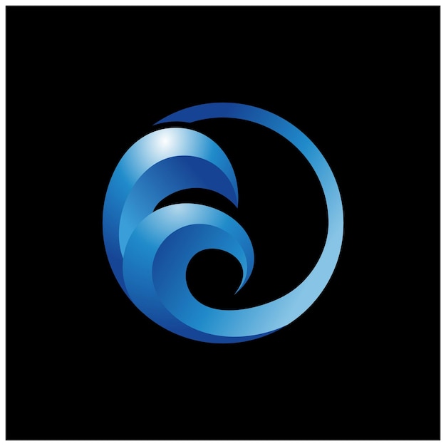 logotipo de las olas del océano en concepto de letra o