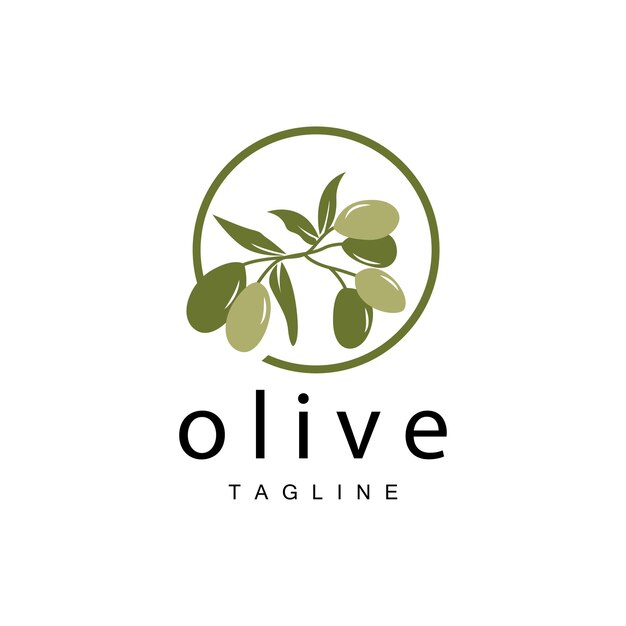 Logotipo de oliva Aceite de oliva Planta Vector Hierbas naturales Salud Medicina Diseño Ilustración Plantilla Icono