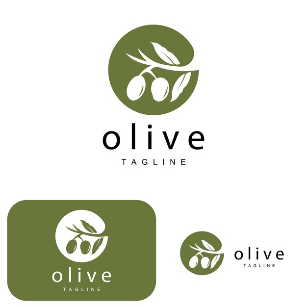Logotipo de oliva Aceite de oliva Planta Vector Hierbas naturales Salud Medicina Diseño Ilustración Plantilla Icono