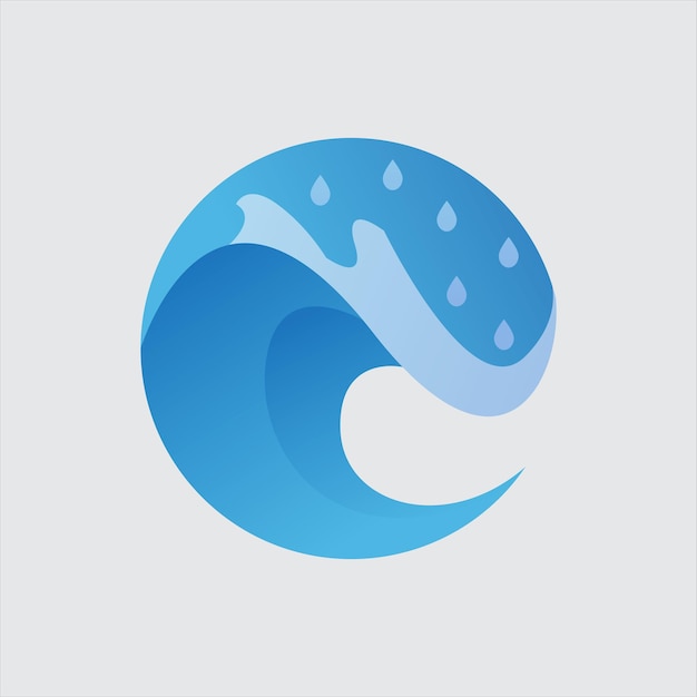 Logotipo de onda abstracta con gotas de lluvia
