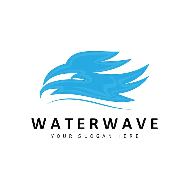 Logotipo de onda de agua Elemento de tierra Vector Alas de agua Estilo de diseño de logotipo Icono de marca Pegatina