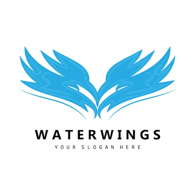 Logotipo de onda de agua Elemento de tierra Vector Alas de agua Estilo de diseño de logotipo Icono de marca Pegatina